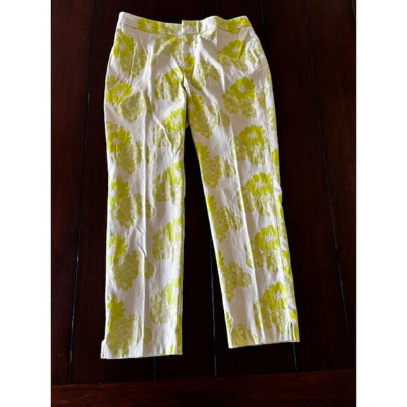 Coldwater cr Pants - Coldwater Creek Women’s Size 6 Ankle Pants Lime Green Floral Print Cotton Blend